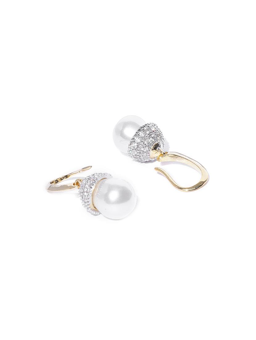 gold metal drop earring - 17137563 - Zoom Image - 2