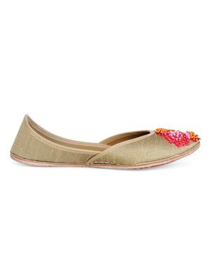 brown embroidered slip on jutis - 17137676 - Standard Image - 2