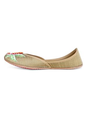 brown embroidered slip on jutis - 17137676 - Standard Image - 4