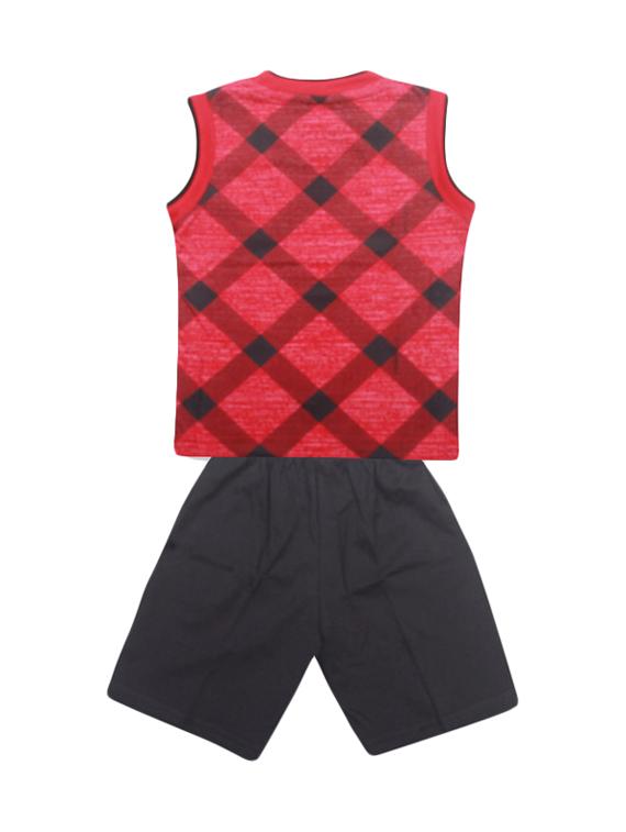 red cotton shorts set - 17137690 - Zoom Image - 2