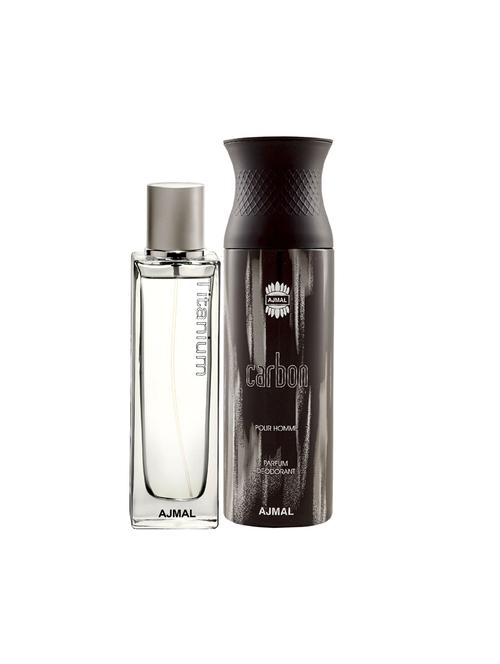 ajmal titanium edp spicy perfume 100ml for men and carbon homme deodorant spicy 200ml for men+ 2 parfum testers free - 17138046 - Standard Image - 1