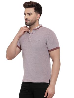 brown self design collared t-shirt - 17138312 - Standard Image - 2
