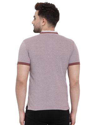brown self design collared t-shirt - 17138312 - Standard Image - 3