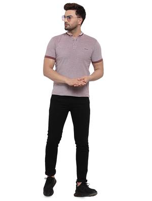 brown self design collared t-shirt - 17138312 - Standard Image - 4