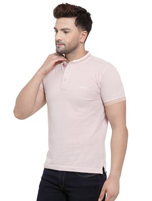 pink solid collared t-shirt - 17138317 - Standard Image - 2