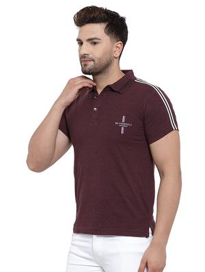 maroon taped polo t-shirt - 17138361 - Standard Image - 2