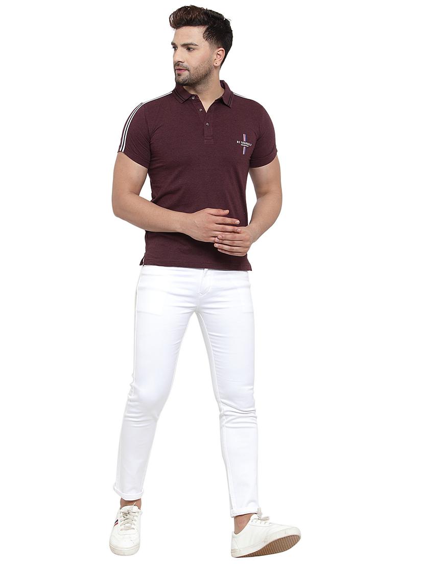 maroon taped polo t-shirt - 17138361 - Zoom Image - 4