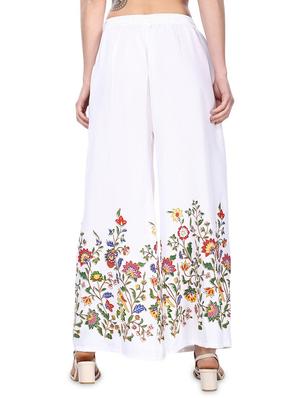 white floral flared palazzo - 17138744 - Standard Image - 3