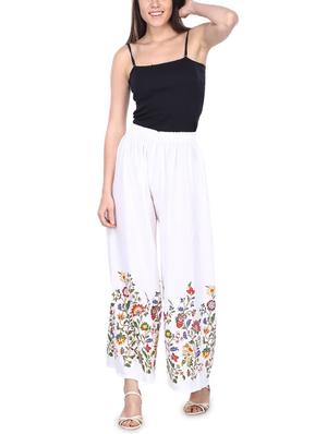 white floral flared palazzo - 17138744 - Standard Image - 4