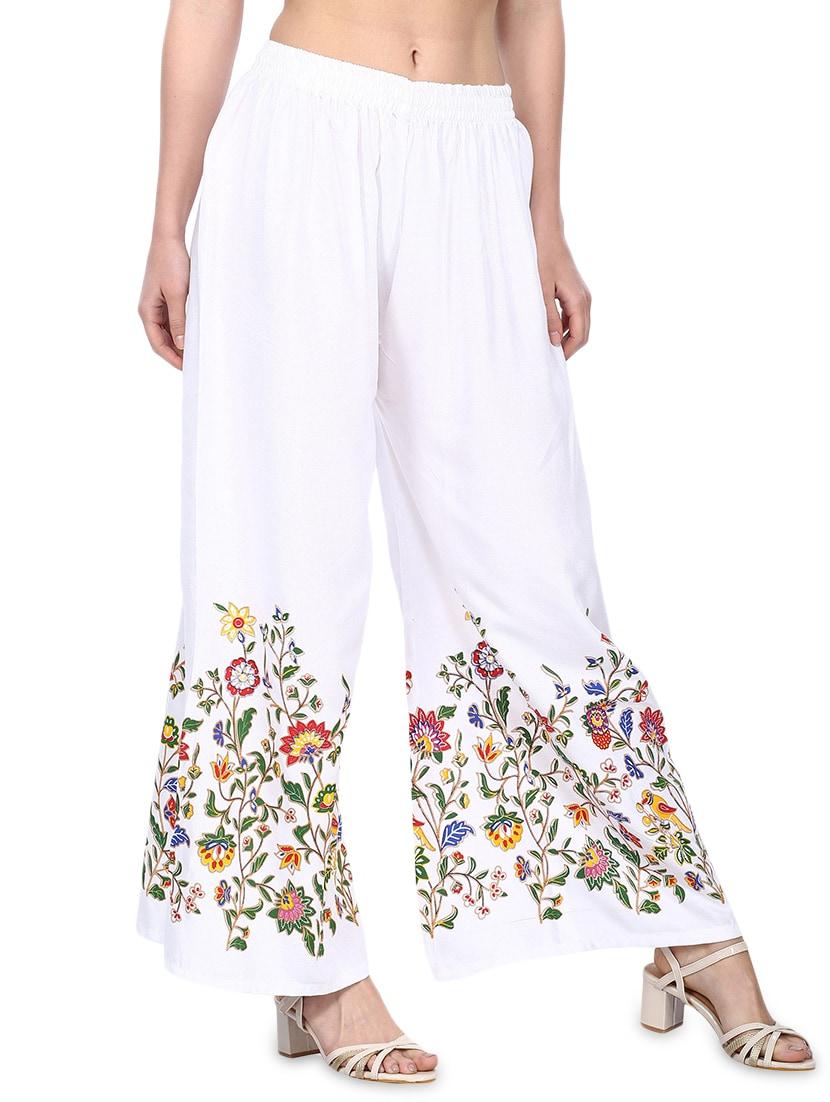 white floral flared palazzo - 17138744 - Zoom Image - 2