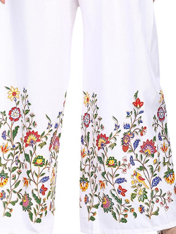 white floral flared palazzo - 17138744 - Zoom Image - 5