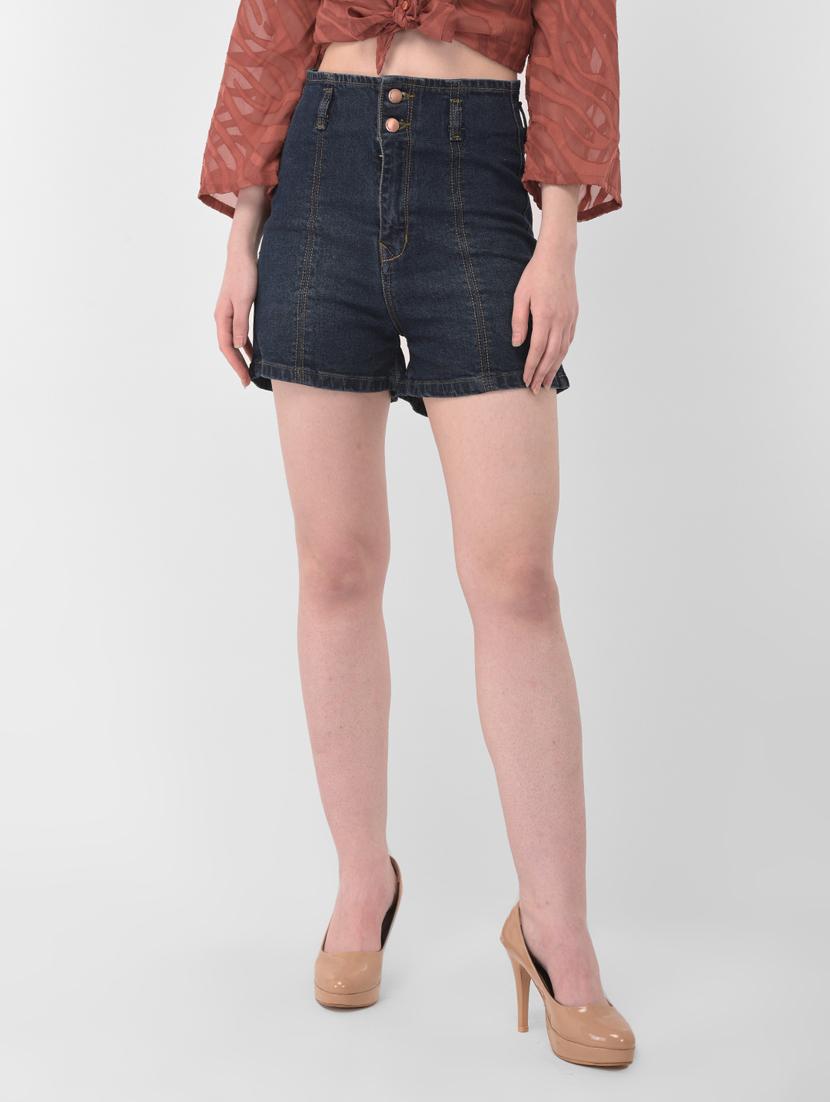 high rise denim shorts - 17138776 - Zoom Image - 1