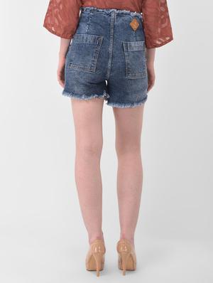 frayed detail denim shorts - 17138777 - Standard Image - 3