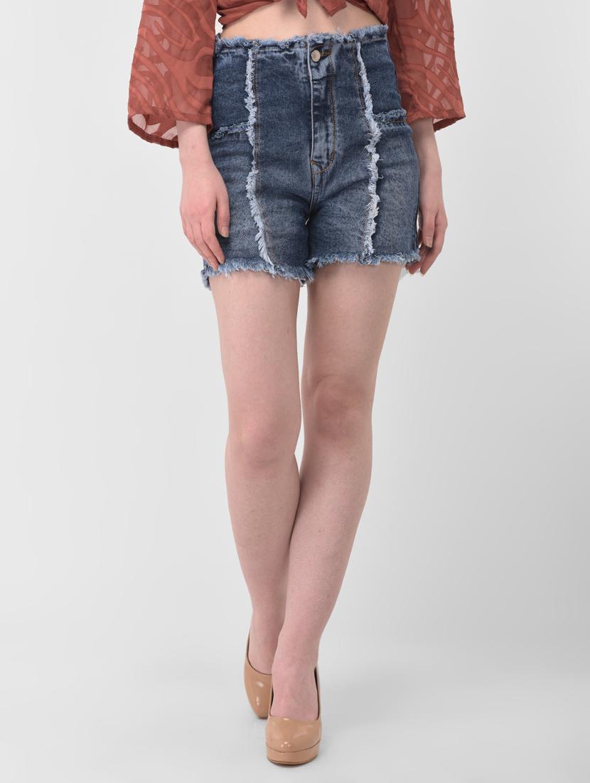 frayed detail denim shorts - 17138777 - Zoom Image - 1