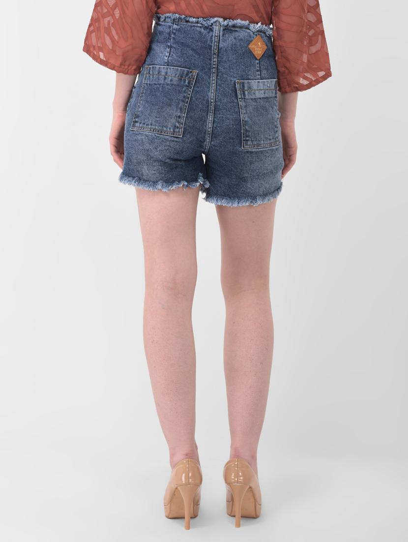 frayed detail denim shorts - 17138777 - Zoom Image - 3