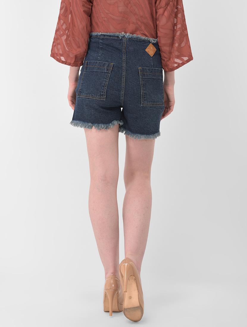 frayed detail denim shorts - 17138778 - Zoom Image - 3
