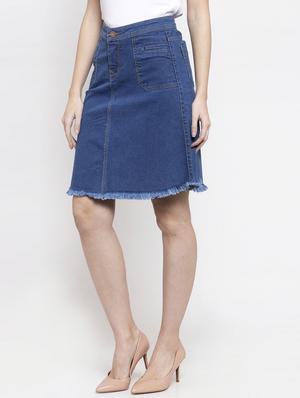 frayed hem denim skirt - 17138779 - Standard Image - 2