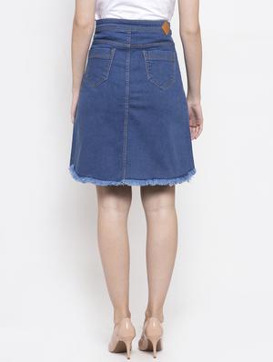 frayed hem denim skirt - 17138779 - Standard Image - 3