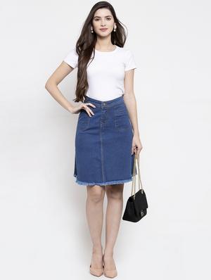 frayed hem denim skirt - 17138779 - Standard Image - 4