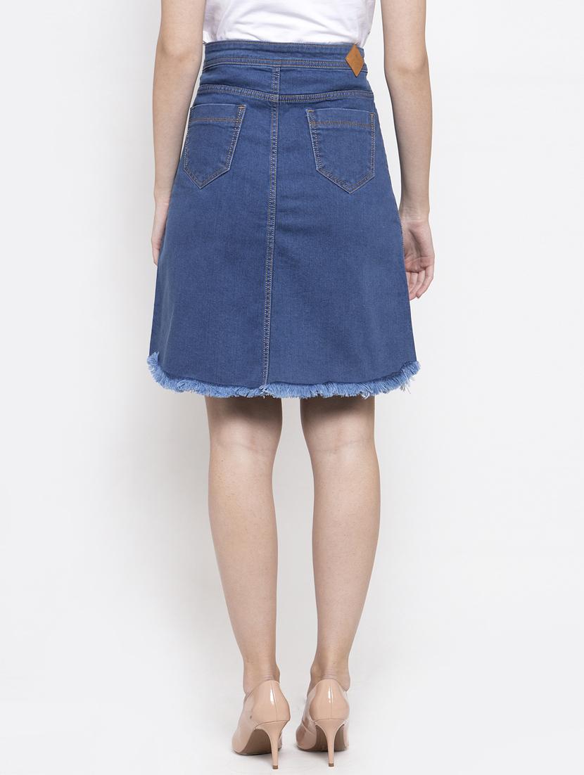 frayed hem denim skirt - 17138779 - Zoom Image - 3