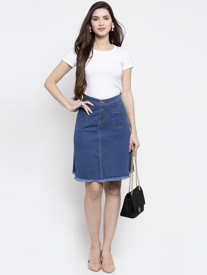 frayed hem denim skirt - 17138779 - Zoom Image - 4