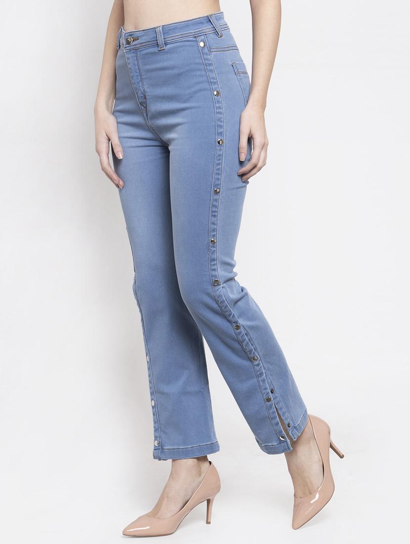 light blue cotton blend jeans - 17138811 - Zoom Image - 2