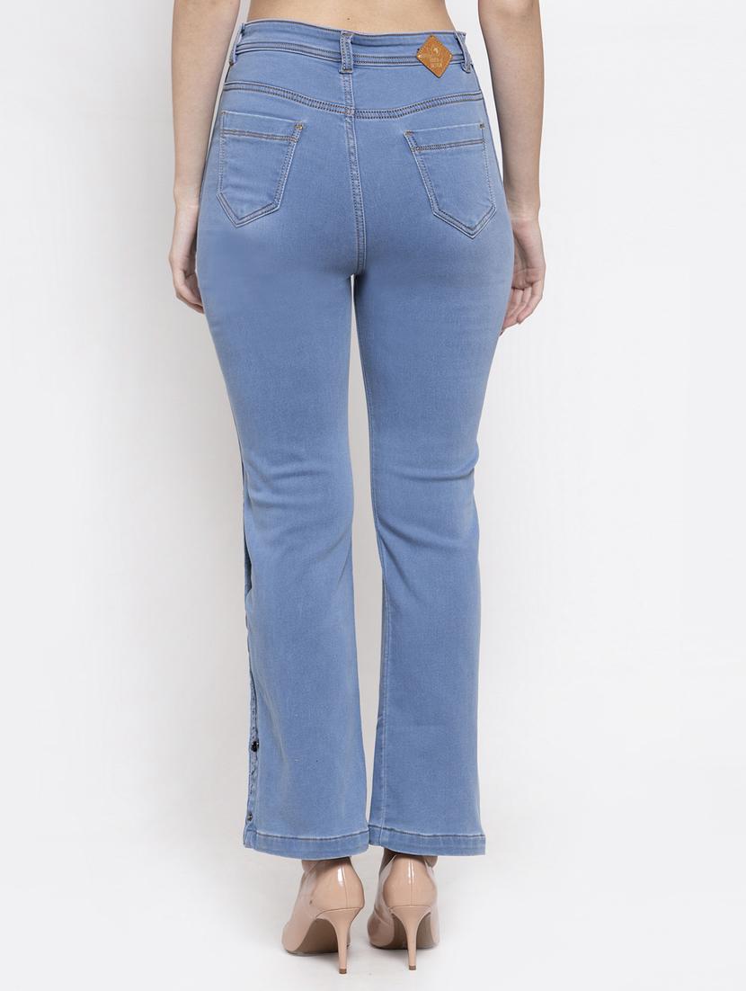 light blue cotton blend jeans - 17138811 - Zoom Image - 3
