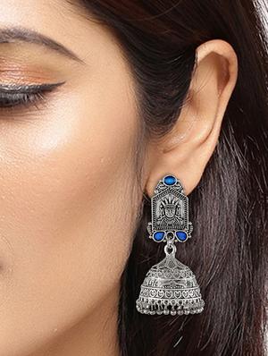 silver tone silver plated jhumka earring - 17139728 - Standard Image - 3