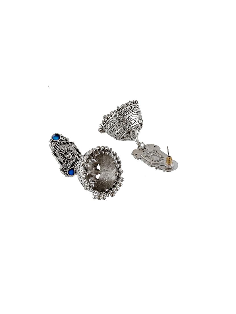 silver tone silver plated jhumka earring - 17139728 - Zoom Image - 2