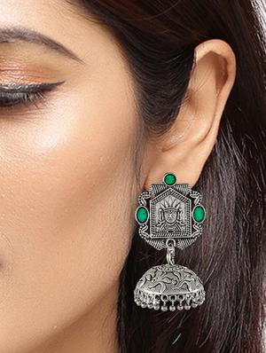 silver tone silver plated jhumka earring - 17139741 - Standard Image - 3
