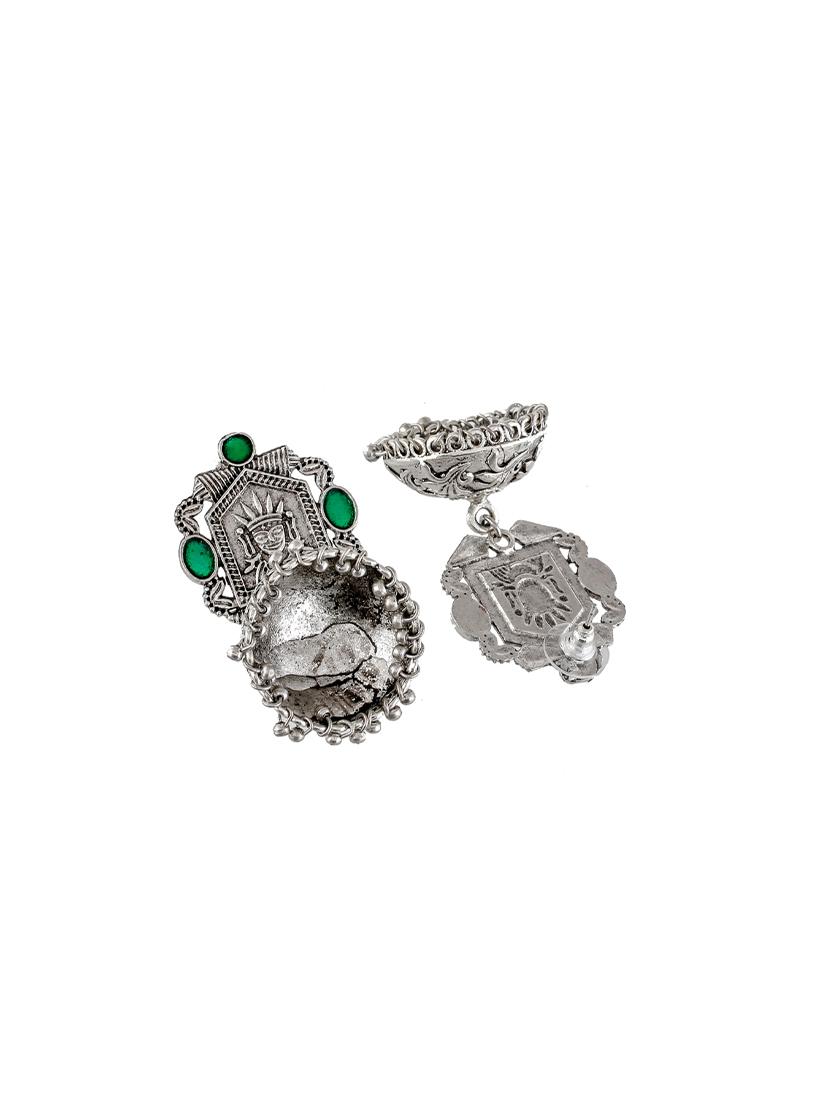 silver tone silver plated jhumka earring - 17139741 - Zoom Image - 2