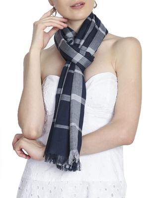 navy blue viscose stole - 17139842 - Standard Image - 4