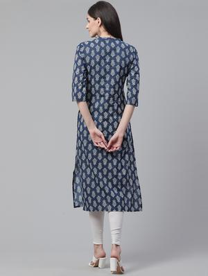 indigo straight kurta - 17140000 - Standard Image - 3