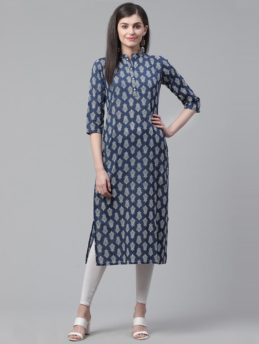 indigo straight kurta - 17140000 - Zoom Image - 1