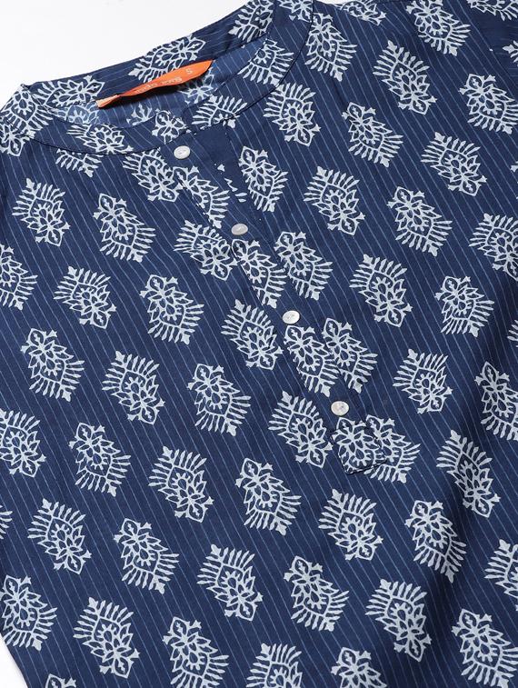 indigo straight kurta - 17140000 - Zoom Image - 4