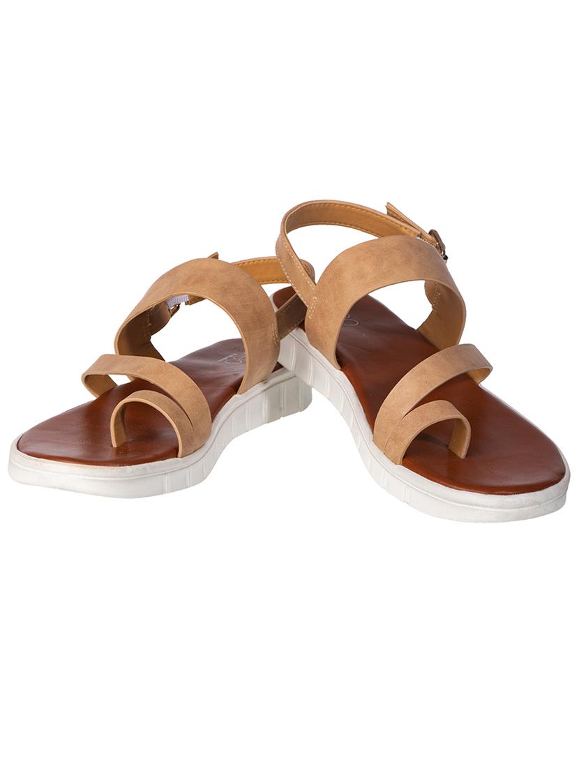 beige synthetic back strap sandals - 17140269 - Zoom Image - 4