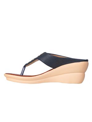 navy synthetic slip on sandals - 17140327 - Standard Image - 3