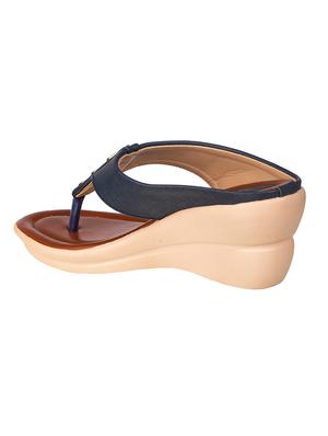 navy synthetic slip on sandals - 17140327 - Standard Image - 4