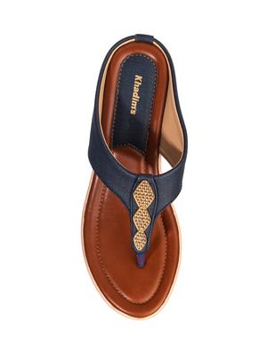 navy synthetic slip on sandals - 17140327 - Standard Image - 6