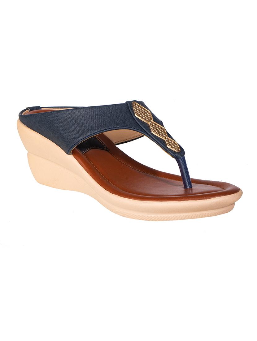 navy synthetic slip on sandals - 17140327 - Zoom Image - 1