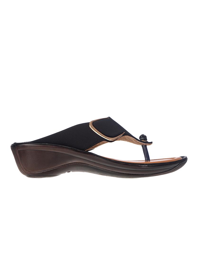 black fabric slip on sandals - 17140329 - Zoom Image - 2