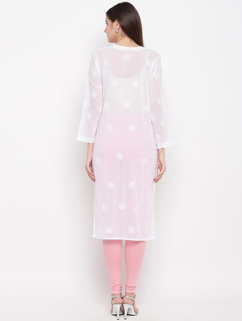 chikankari straight kurta - 17140418 - Zoom Image - 3
