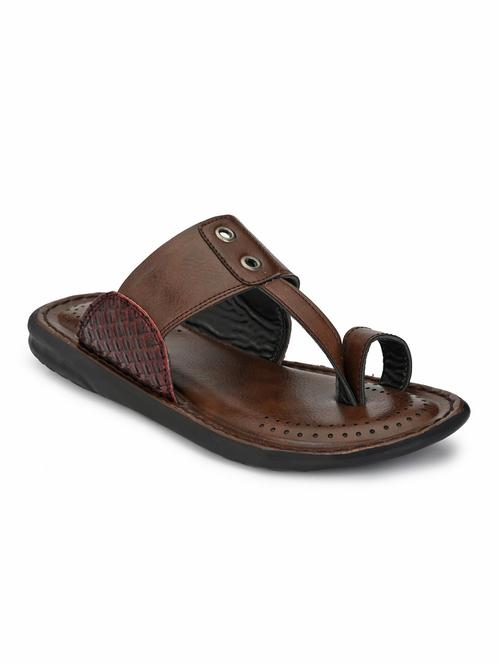 brown toe separator slippers - 17140515 - Standard Image - 1