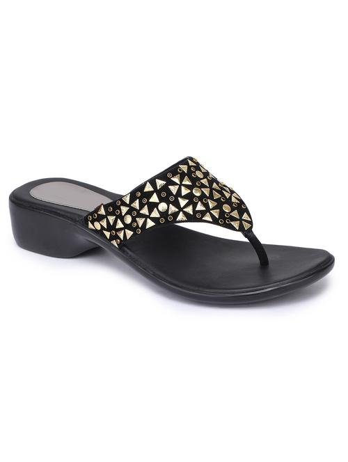 black synthetic slip on sandals - 17140731 - Standard Image - 1
