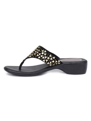 black synthetic slip on sandals - 17140731 - Standard Image - 2