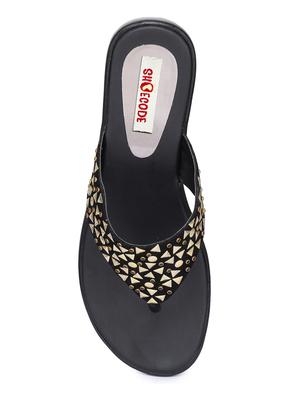 black synthetic slip on sandals - 17140731 - Standard Image - 4