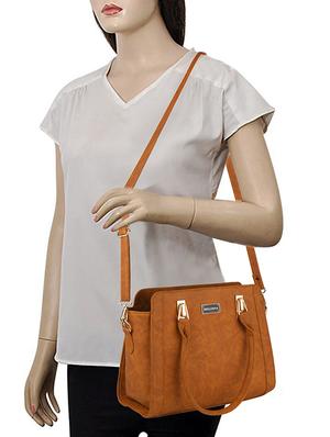 yellow leatherette (pu) regular handbag - 17140757 - Standard Image - 6