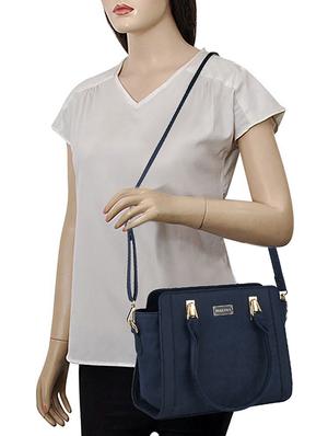 blue leatherette (pu) regular handbag - 17140759 - Standard Image - 6