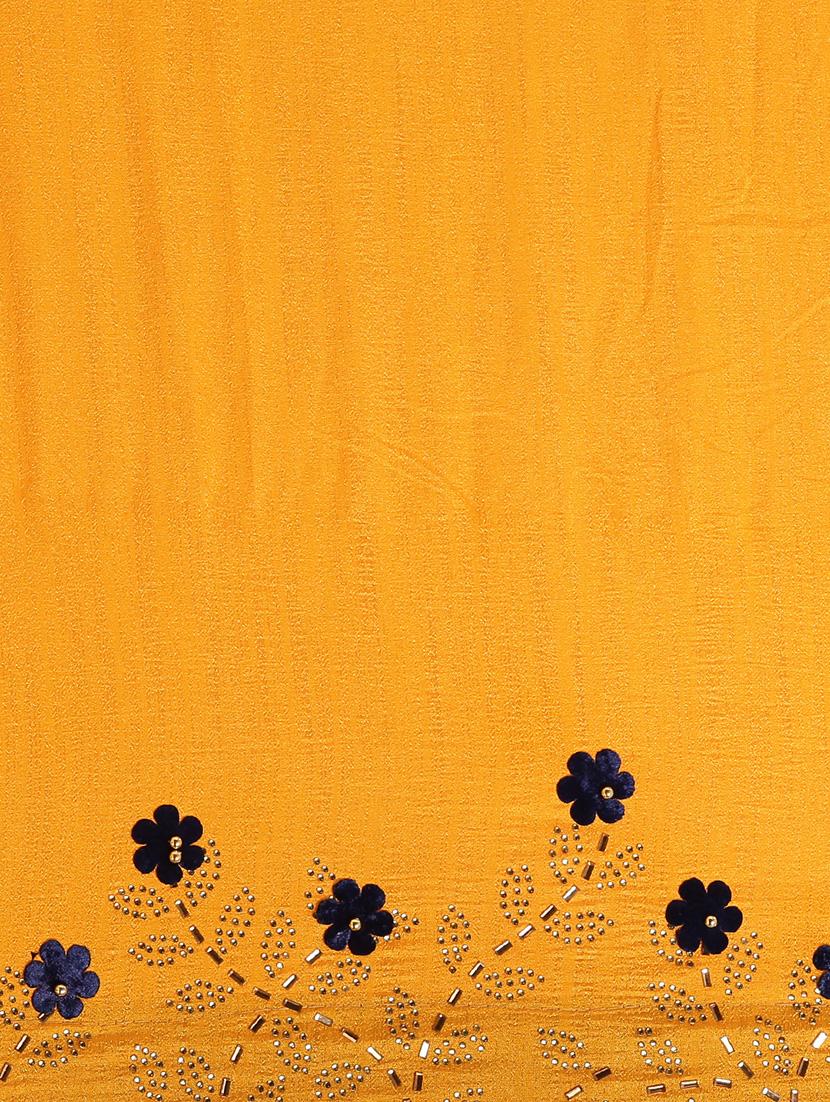 embellished solid saree with blouse - 17140851 - Zoom Image - 6
