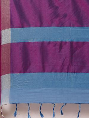 bordered woven saree with blouse - 17140857 - Standard Image - 4